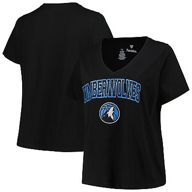 Women's Profile Black Minnesota Timberwolves Plus Size Arch Over Logo V-Neck T-Shirt