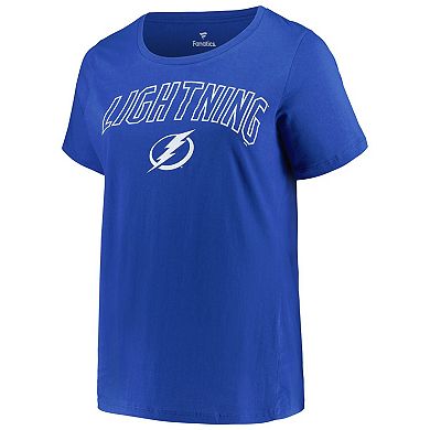 Women's Profile Blue Tampa Bay Lightning Plus Size Arch Over Logo T-Shirt