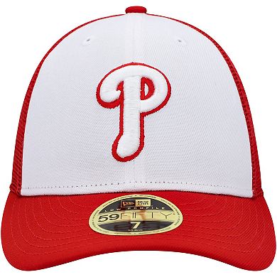 Men's New Era White/Red Philadelphia Phillies 2023 On-Field Batting Practice Low Profile 59FIFTY Fitted Hat