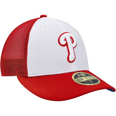 Men's New Era White/Red Philadelphia Phillies 2023 On-Field Batting Practice Low Profile 59FIFTY Fitted Hat