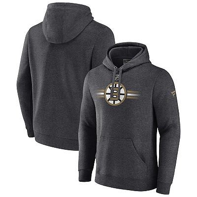 Men s Fanatics Branded Heather Charcoal Boston Bruins Authentic Pro Secondary Pullover Hoodie