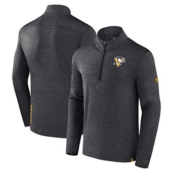 Men's Fanatics Branded Heather Charcoal Pittsburgh Penguins Authentic Pro Quarter-Zip Pullover Top