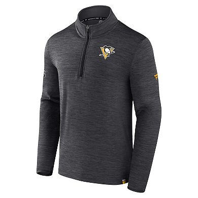 Men's Fanatics Branded Heather Charcoal Pittsburgh Penguins Authentic Pro Quarter-Zip Pullover Top