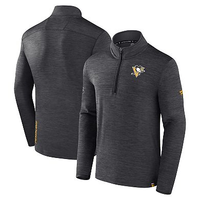 Men's Fanatics Branded Heather Charcoal Pittsburgh Penguins Authentic Pro Quarter-Zip Pullover Top