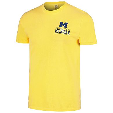Men's Maize Michigan Wolverines Campus Badge Comfort Colors T-Shirt