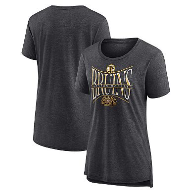 Women's Fanatics Branded  Heather Charcoal Boston Bruins Centennial Hockey Tri-Blend T-Shirt