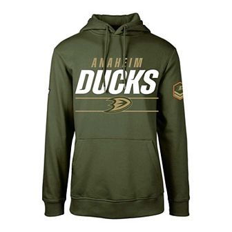 Men's Levelwear Olive Anaheim Ducks DeltaÂ Podium Fleece Pullover Hoodie