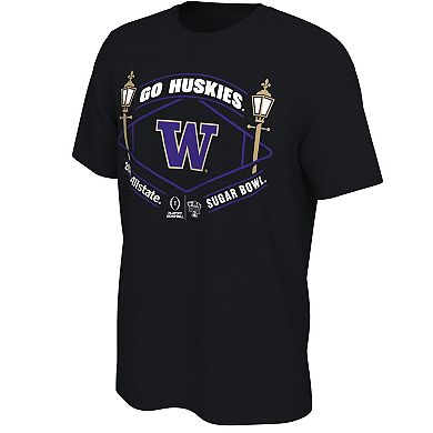Men's Black Washington Huskies College Football Playoff 2024 Sugar Bowl T-Shirt
