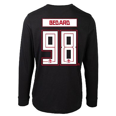 Men's Levelwear Connor Bedard Black Chicago Blackhawks Oscar Name & Number Long Sleeve T-Shirt