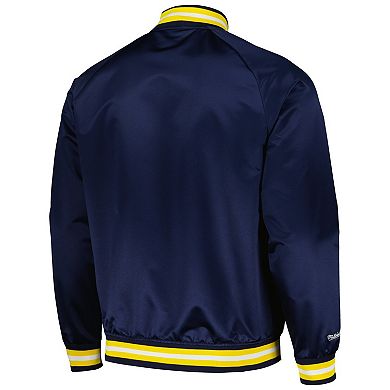 Men's Mitchell & Ness Navy Indiana Pacers Hardwood Classics Throwback Wordmark Raglan Full-Snap Jacket