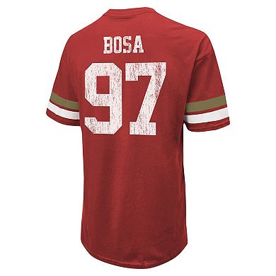 Men's Majestic Threads Nick Bosa Scarlet San Francisco 49ers Name & Number Oversize Fit T-Shirt