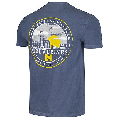 Men's Navy Michigan Wolverines Striped Sky Comfort Colors Pocket T-Shirt