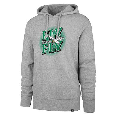 Men's '47 Gray Philadelphia Eagles Fly Eagles Fly Regional Headline Pullover Hoodie