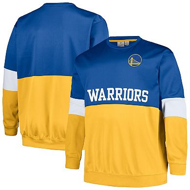 Men's Fanatics Branded Royal/Gold Golden State Warriors Big & Tall Split Pullover Sweatshirt