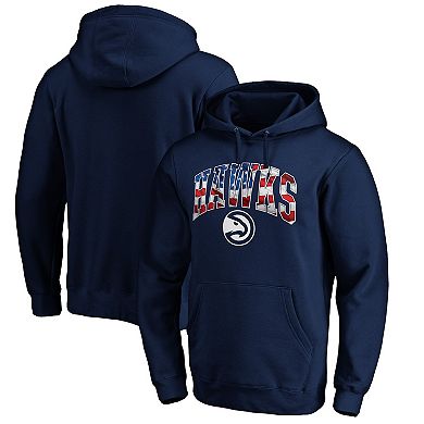 Men's Fanatics Branded Navy Atlanta Hawks Banner Wave Pullover Hoodie
