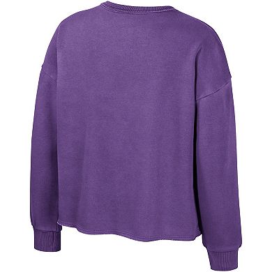 Girls Youth Colosseum Purple LSU Tigers Audrey Washed Fleece Pullover Crewneck Sweatshirt
