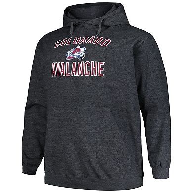 Men's Profile Heather Charcoal Colorado Avalanche Big & Tall Arch Over Logo Pullover Hoodie