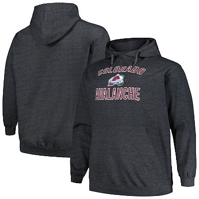 Men's Profile Heather Charcoal Colorado Avalanche Big & Tall Arch Over Logo Pullover Hoodie