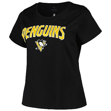 Women's Profile Black Pittsburgh Penguins Plus Size Arch Over Logo T-Shirt
