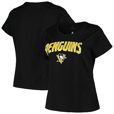 Women's Profile Black Pittsburgh Penguins Plus Size Arch Over Logo T-Shirt