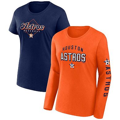 Women's Fanatics Branded Orange/Navy Houston Astros T-Shirt Combo Pack