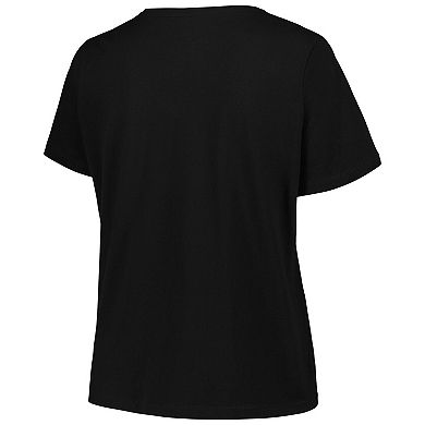 Women's Profile Black Milwaukee Bucks Plus Size Arch Over Logo V-Neck T-Shirt
