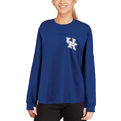 Women's Pressbox Royal Kentucky Wildcats Team Logo The Big Shirt Oversized Long Sleeve Shirt