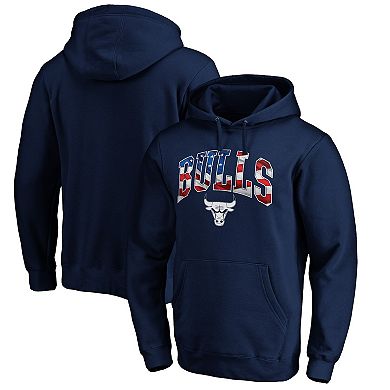 Men's Fanatics Branded Navy Chicago Bulls Banner Wave Pullover Hoodie