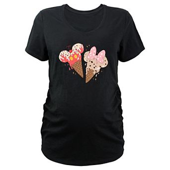 Maternity Mickey Mouse And Minnie Ice Cream Cones V-Neck Graphic Tee