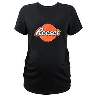 Maternity Reese's Distressed Style Logo V-Neck Graphic Tee