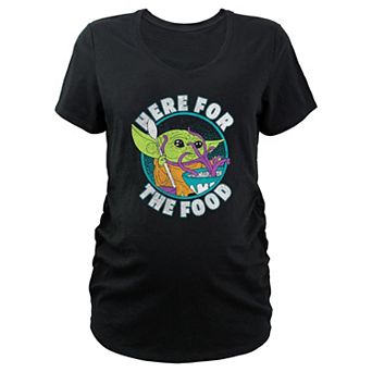 Maternity The Mandalorian Grogu Here For The Food V-Neck Graphic Tee