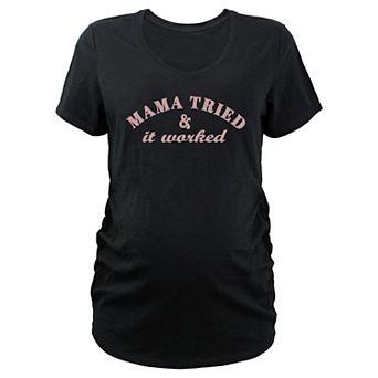 Maternity Mama Tried And It Worked V-Neck Graphic Tee