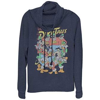 Disney's Ducktales Women's Plus Group Poster Cowlneck Graphic Lightweight Long Sleeve
