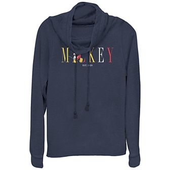 Disney's Mickey Mouse Women's Plus Est. 1928 Cowlneck Graphic Lightweight Long Sleeve