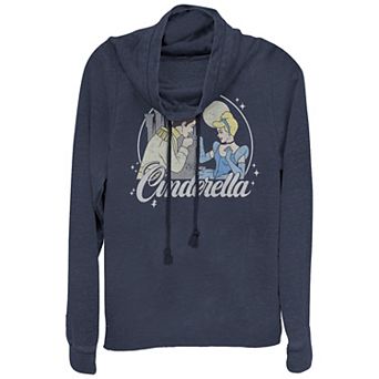 Disney's Cinderella & Prince Charming At Night Women's Plus Size Cowlneck Graphic Lightweight Long Sleeve