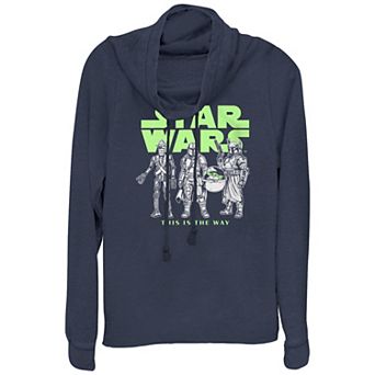 Women's Plus Size Star Wars The Mandalorian Logo Lineup Cowlneck Graphic Lightweight Long Sleeve