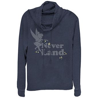 Disney's Tinker Bell Women's Plus Never Land Cowlneck Graphic Lightweight Long Sleeve