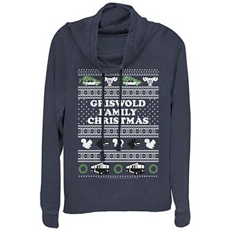 Women's Plus Christmas Vacation Griswold Family Christmas Cowlneck Graphic Lightweight Long Sleeve