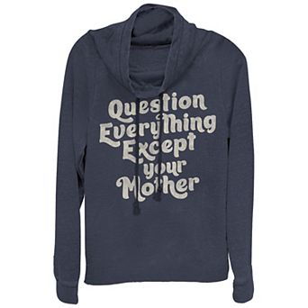 Plus Size Questioning Everything Except Your Mother Cowlneck Graphic Lightweight Long Sleeve