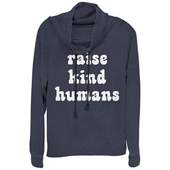Women's Plus Raise Kind Humans Cowlneck Graphic Lightweight Long Sleeve