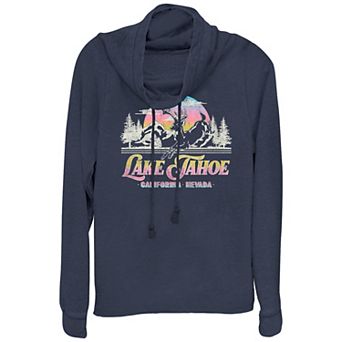 Women's Plus Lake Tahoe California Nevada Cowlneck Graphic Lightweight Long Sleeve