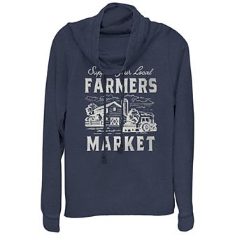Women's Plus Supply At Your Local Farmers Market Cowlneck Graphic Lightweight Long Sleeve