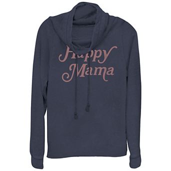 Women's Plus Happy Mama Cowlneck Graphic Lightweight Long Sleeve