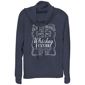 Women's Plus Old Fashioned Whiskey Festival Cowlneck Graphic Lightweight Long Sleeve