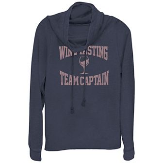 Women's Plus Wine Tasting Team Captain Cowlneck Graphic Lightweight Long Sleeve