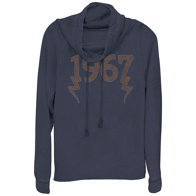 Unbranded Women's Plus 1967 Cowlneck Graphic Lightweight Long Sleeve, Size: 1XL, Blue