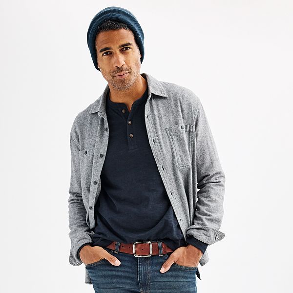 Men's Sonoma Goods For Life&reg; Flannel Button-Down Shirt - Carbon Copy (XL)