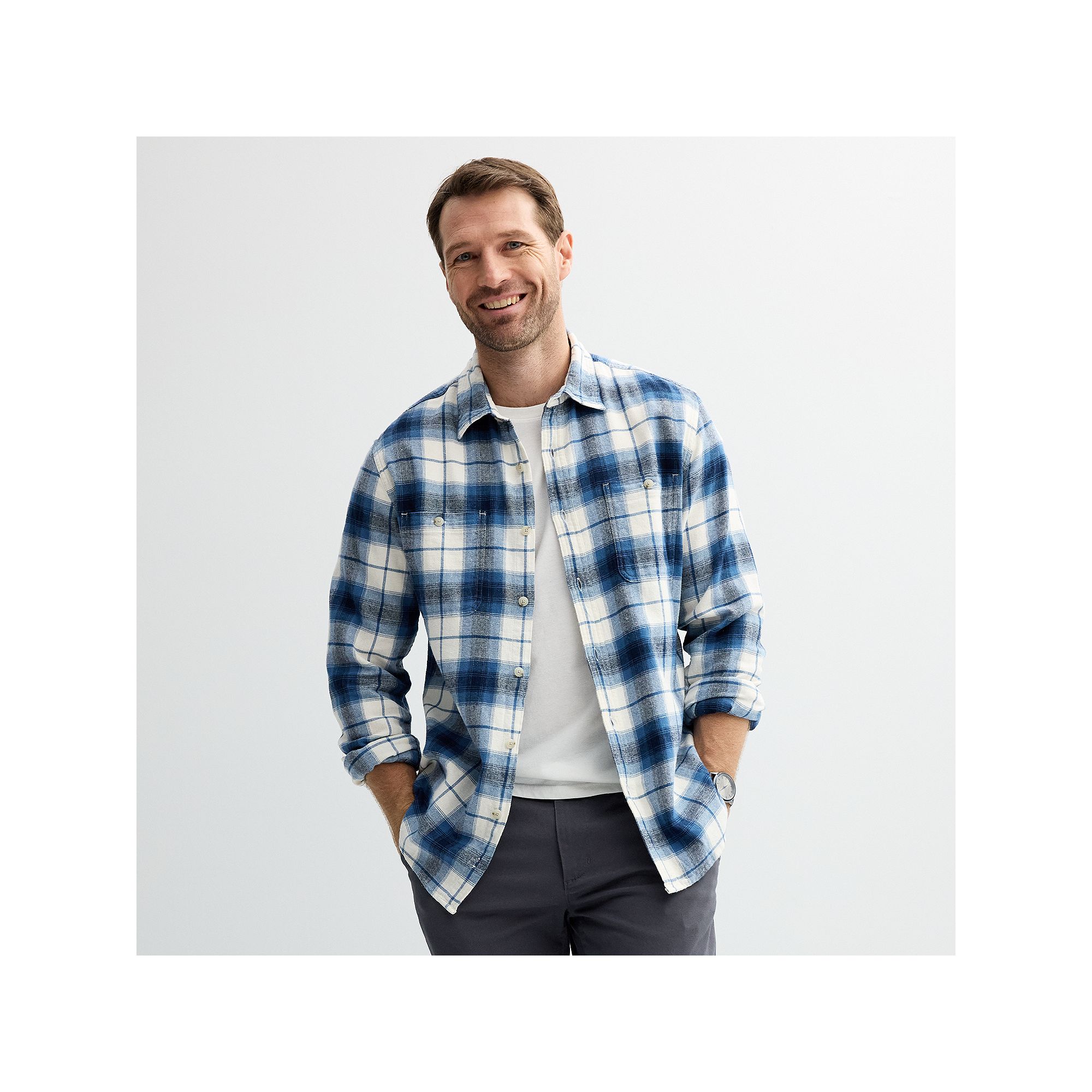 Mens Sonoma Goods For Life® Supersoft Flannel Button-Down Shirt, Size: Sm