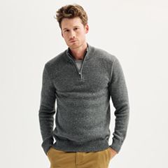 Mens Grey Zip Neck Sweaters - Tops, Clothing
