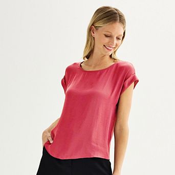 Petite Nine West Short Sleeve Silky Tee
